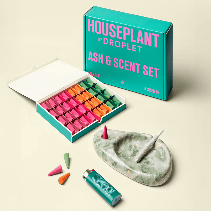 Houseplant Ash & Scent Set by Seth — Marble Ashtray and 64 Droplets — product photograph