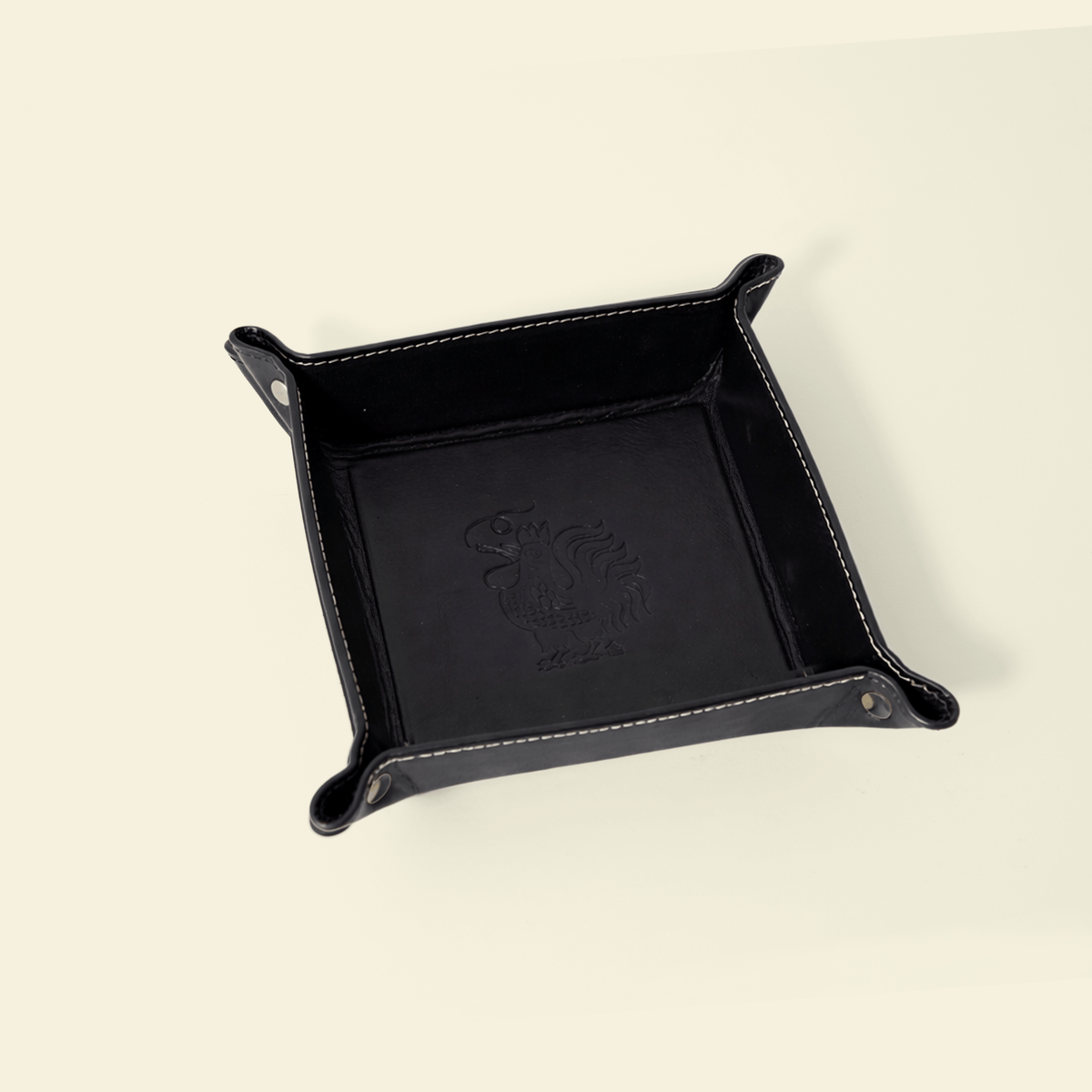 Houseplant Smoking Rooster Leather Valet Tray — Made in Tuscany — product photograph