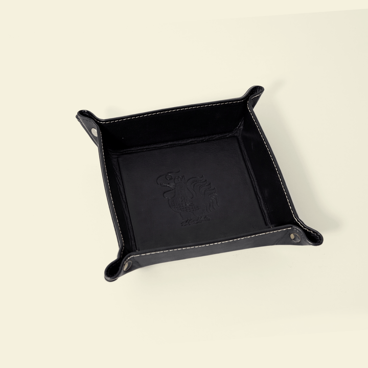 Houseplant Smoking Rooster Leather Valet Tray — Made in Tuscany — product photograph
