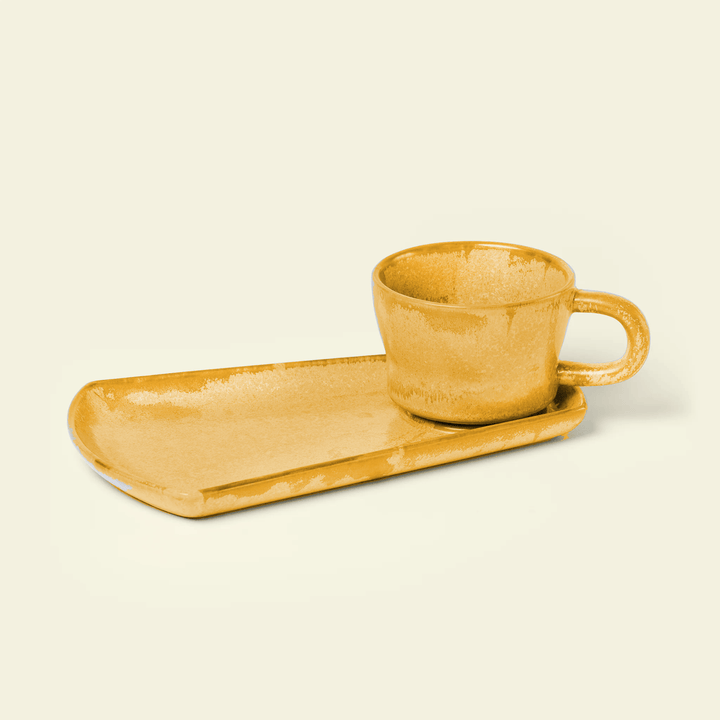 Houseplant Snack Set by Seth in Yellow — Ceramic Mug & Tray — product photograph