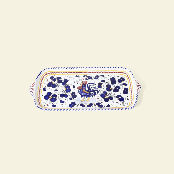 Houseplant Smoking Rooster Rolling Tray — Hand-Painted Deruta Ceramic